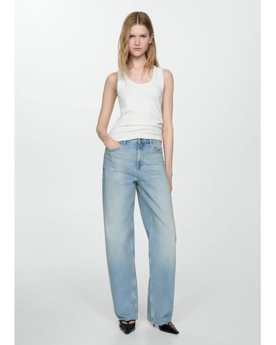 Mango Mid-rise Straight Jeans Light Vintage - Blue