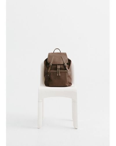 Mango Leather-effect Backpack - White