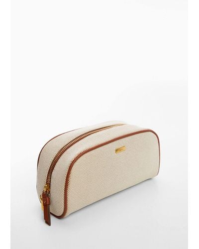 Mango Contrasting Design Cosmetic Bag - Natural