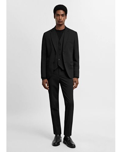 Mango Super Slim-fit Stretch Fabric Suit Waistcoat - Black