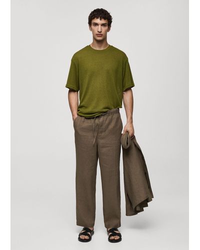 Mango Regular Fit Knit T-shirt - Green