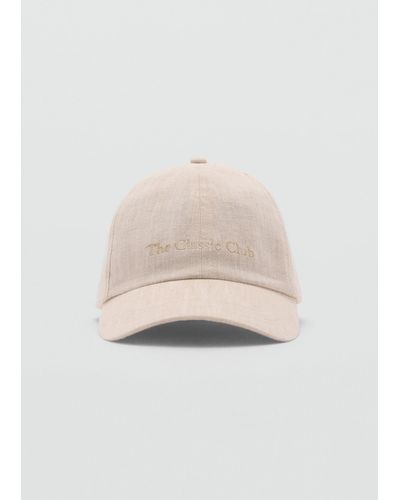 Mango Embroidered Message Cap - Natural