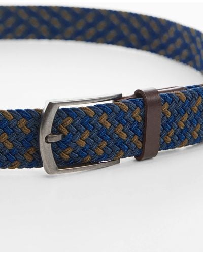 Mango Braided Elastic Coloured Belt - Blue