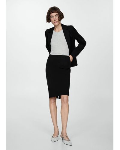 Mango Pencil Skirt With Rome-knit Opening - Black