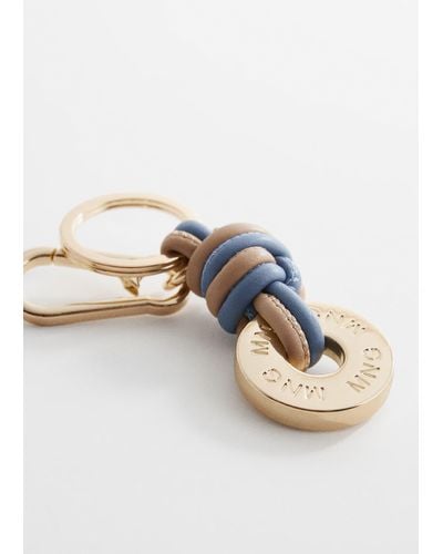 Mango Leather-effect Keychain With Knot - Blue