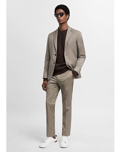 Mango Super Slim-fit Suit Jacket In Stretch Fabric - Grey