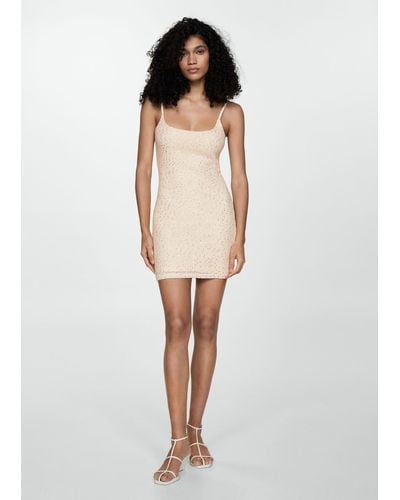 Mango Short Fitted Sequin Dress - White