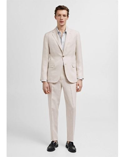 Mango 100% Linen Slim-fit Suit Jacket - Natural