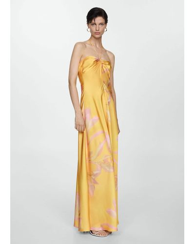 Mango Printed Satin Dress - Metallic