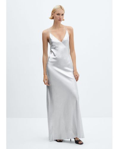 Mango Metallic Gown - White