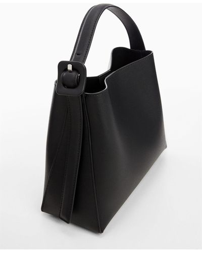 Mango Shopper Bag With Buckle - Black
