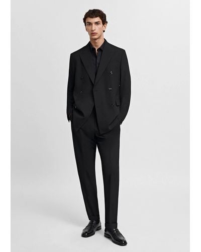 Mango 100% Cotton Slim-fit Suit Shirt - Black