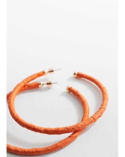Mango Raffia Hoop Earrings - Orange