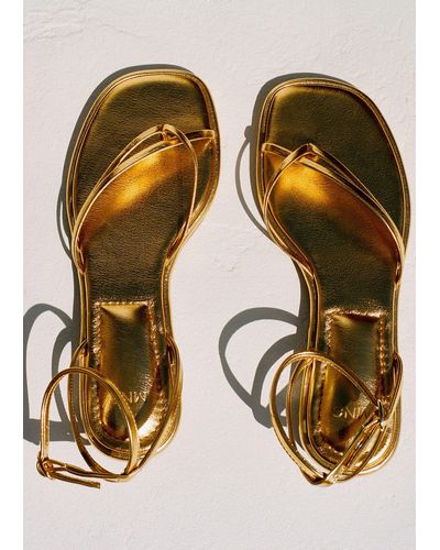 Mango Metallic Strap Sandals