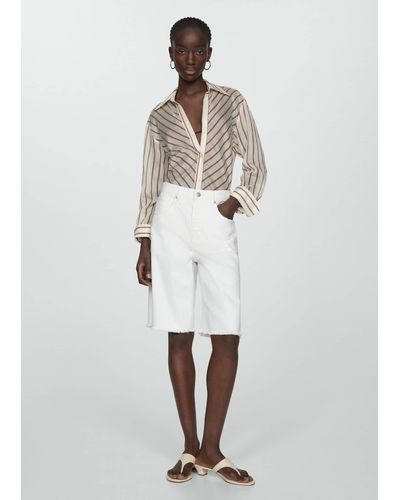 Mango Straight-fit Denim Bermuda Shorts - White