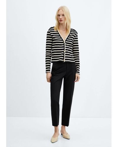 Mango Striped Cardigan With Buttons - Black