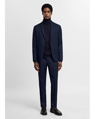 Mango Super Slim-fit Suit Jacket In Stretch Fabric Dark - Blue