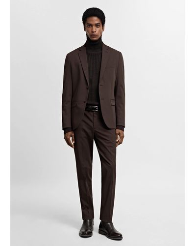 Mango Stretch Fabric Super Slim-fit Suit Trousers - Brown