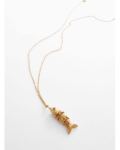 Mango Fish Pendant Necklace - White