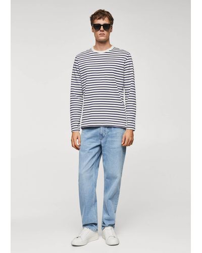 Mango Striped Long Sleeves T-shirt Dark - Blue