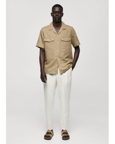 Mango Regular-fit Linen Cotton Shirt - Natural