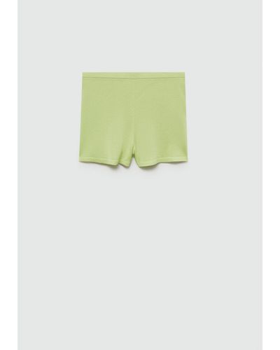 Mango Skinny Knit Shorts - Green