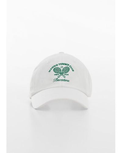 Mango Cap With Embroidered Logo - White