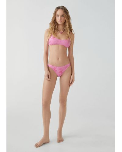 Mango Pleated Bikini Top - Pink