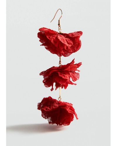 Mango Orecchini ciondoli fiori - Rosso