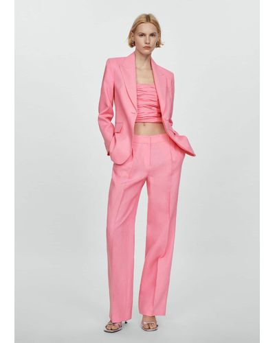 Mango Linen Suit Trousers - Pink