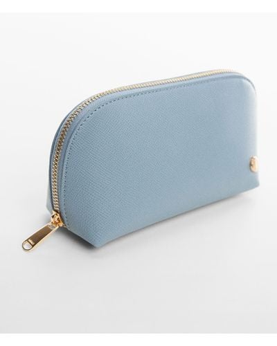 Mango Saffiano-effect Cosmetic Bag - Blue