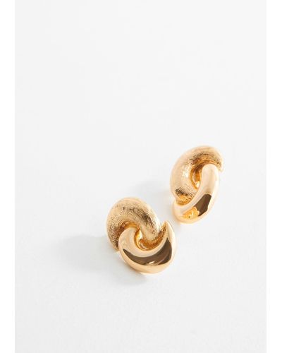 Mango Intertwined Hoop Earrings - White