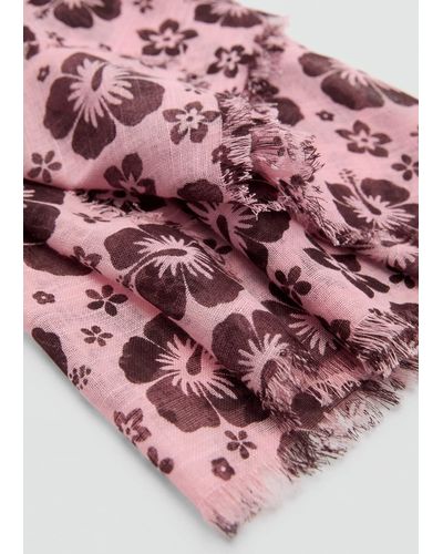 Mango Floral Print Scarf - Pink