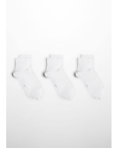 Mango 3-pack Of Ribbed Cotton Socks - White