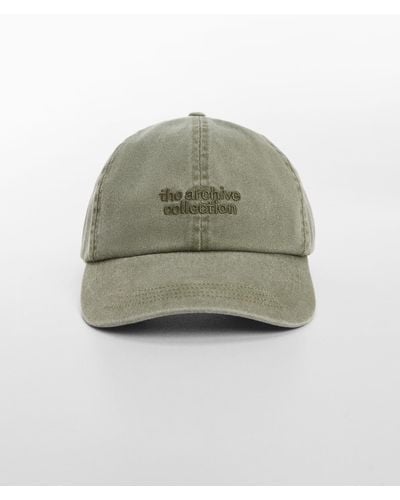 Mango Embroidered Message Cap - Green