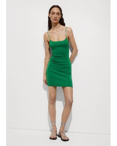 Mango Short Knitted Dress - Green