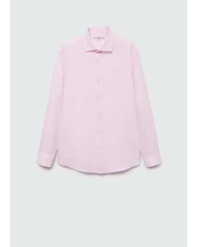 Mango Slim-fit Micro-stripe Twill Suit Shirt Light - Pink