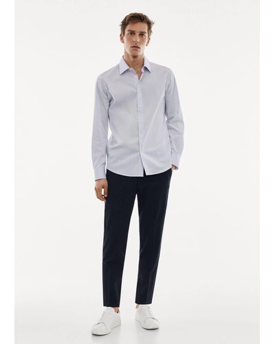 Mango Micro-stretch Fabric Shirt Sky - Grey