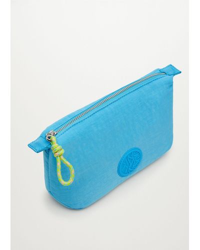 Mango Zipped Toiletry Bag With Logo Sky - Blue