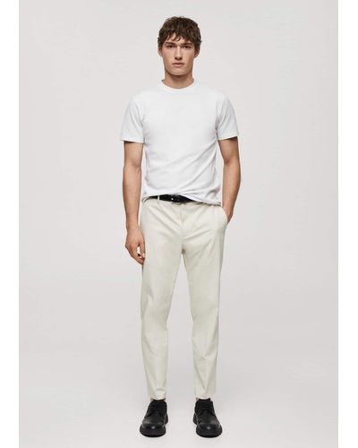 Mango Slim Fit Technical Fabric Trousers Light/pastel - White