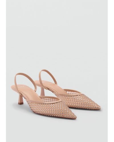 Mango Glitter Mesh Heel Shoes - Pink