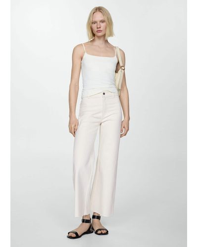 Mango Catherin Culotte High Rise Jeans Off - White