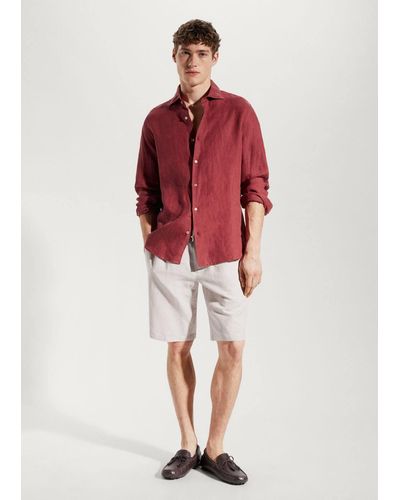 Mango Camicia regular-fit 100% lino - Rosso