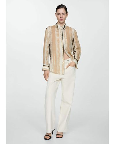 Mango 100% Ramie Printed Shirt - White