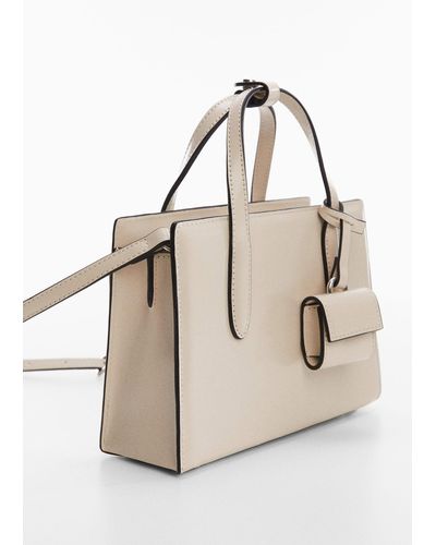 Mango Saffiano-effect Small Shopper Bag Off - Natural