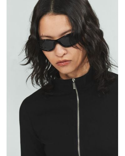 Mango Curved Frame Sunglasses - Black