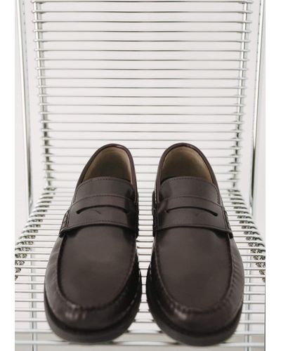 Mango Leather Penny Loafers - Black