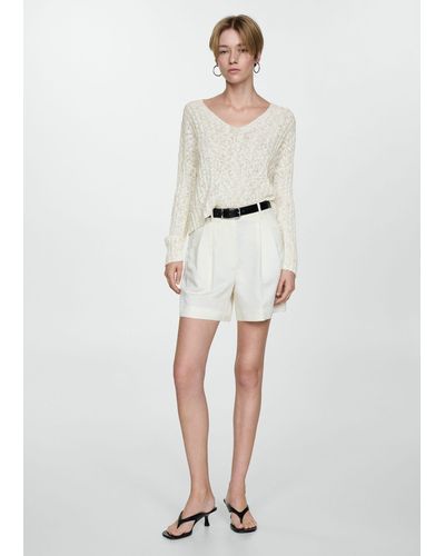 Mango Long-sleeve Knitted Jumper Off - White