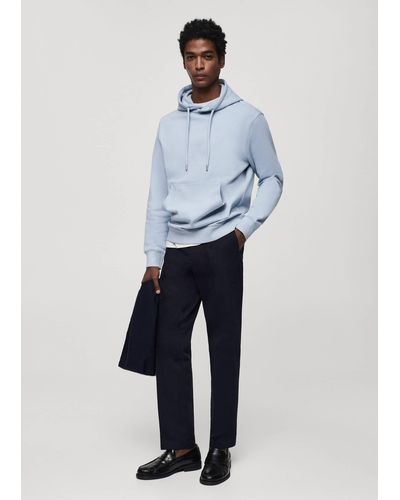 Mango Lightweight Cotton Hooded Sweatshirt Sky - Blue