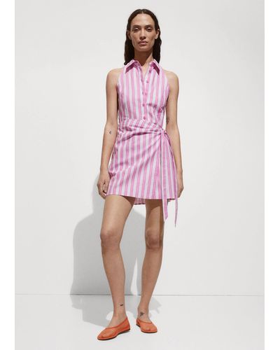 Mango Wrap Shirt Dress - Pink